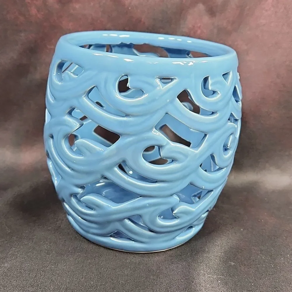 🩵NIB Partylite Blue Waves Ceramic Tealight/Votive Candle Holder